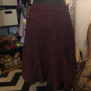 Ann Taylor maroon flounce skirt